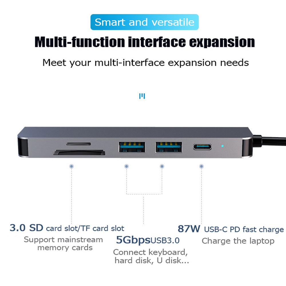 HUB chuyển đổi Usb C sang Usb 3.0 Hdmi 7 trong 1 chuyên dụng dành cho Macbook Pro/Nintendo Switch Usb-C Type C 3.0