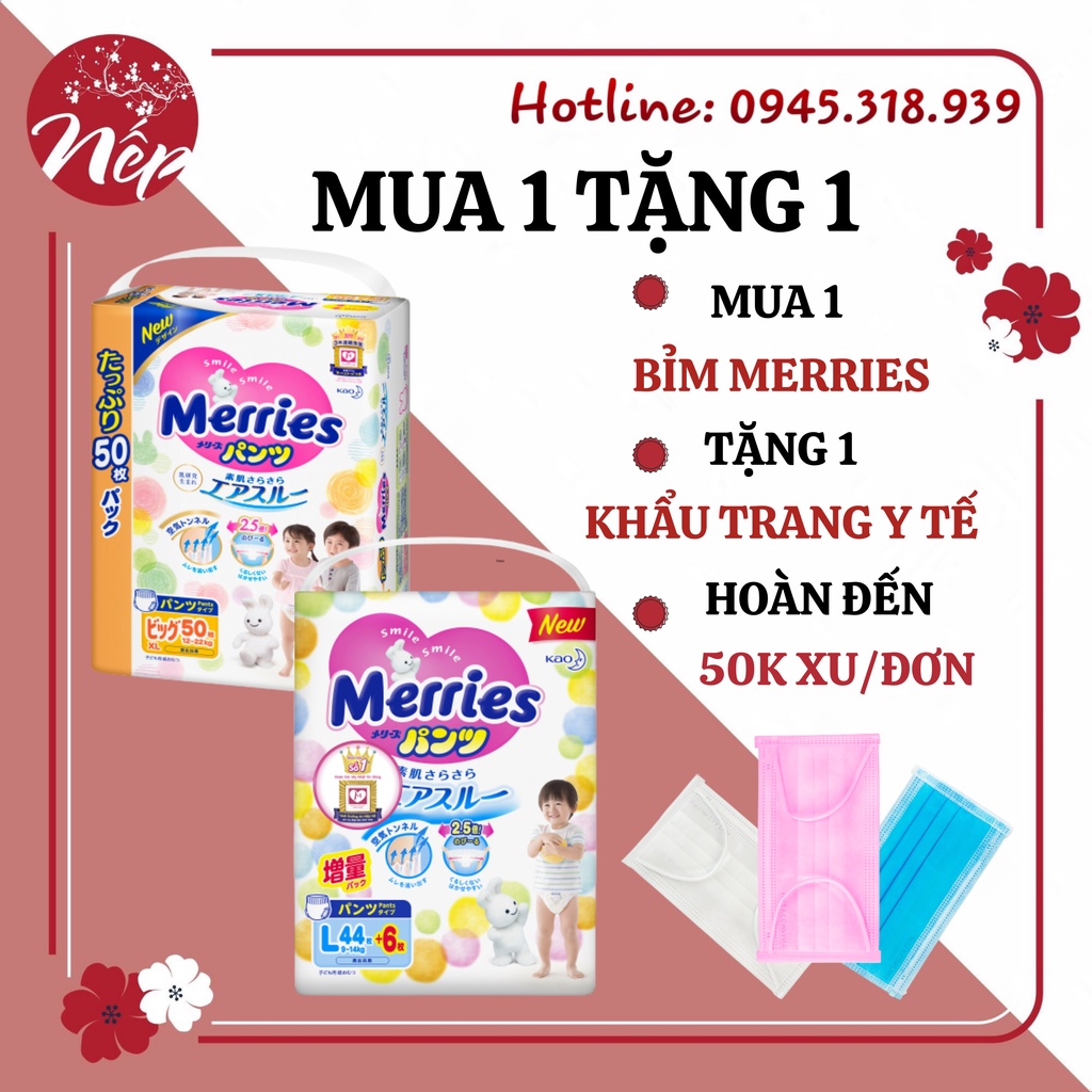 BỈM MERRIES NỘI ĐỊA NHẬT (CỘNG MIẾNG/JUMBO) ĐỦ SIZE NB96/S88/M68 dán/M64 quần