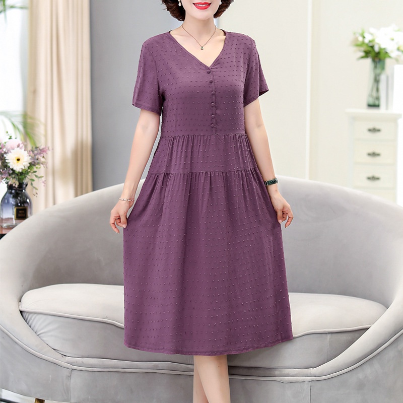 * Bangkok * spot summer clothing fashion dress mid-length middle-age & elderly women's new cotton silk overknee skirt