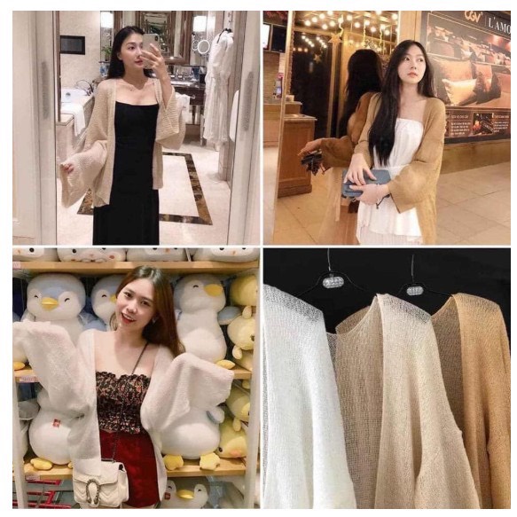 Áo Cadigan len mỏng phong cách Hàn Quốc, áo khoác len tay phụng