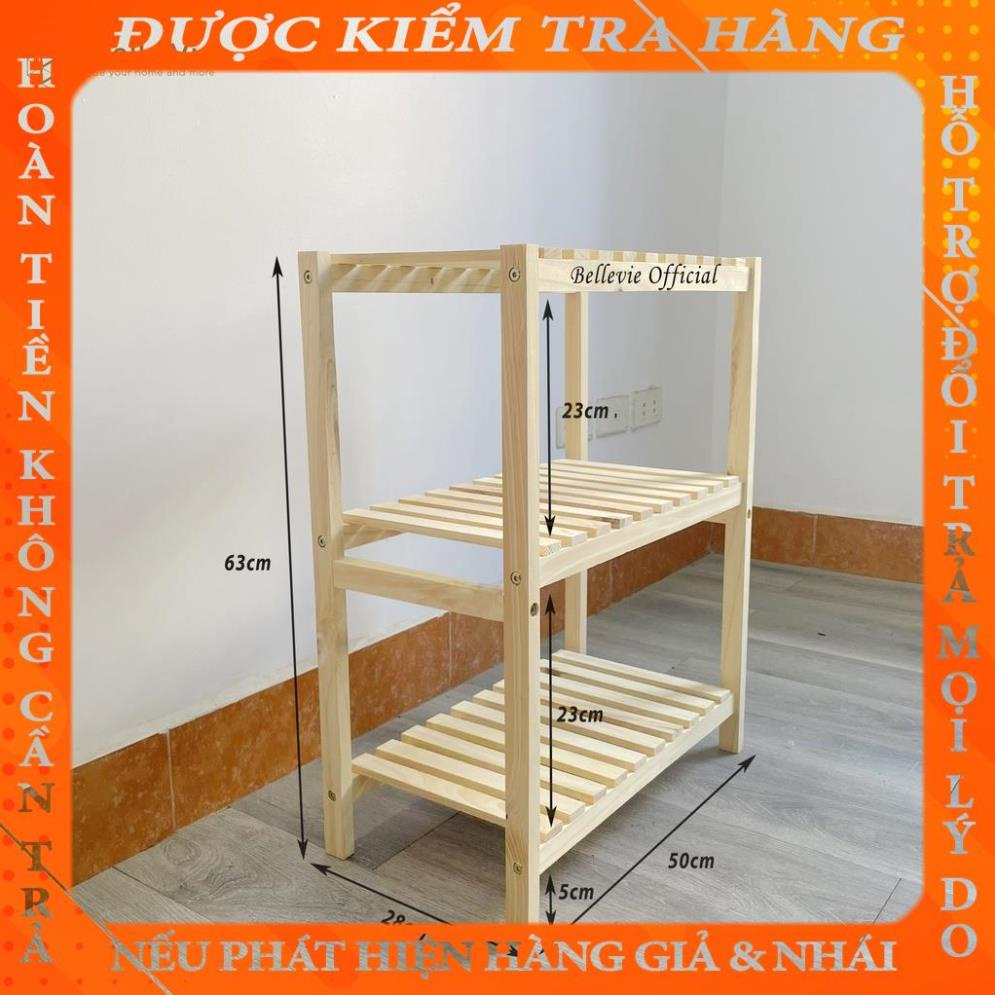 Kệ Để Giày 3 Tầng x 50cm BELLEVIE Kệ Gỗ Decor Phong Cách Hàn Quốc Hiện Đại KT 50Cm x 26Cm x 63Cm etanguyen
