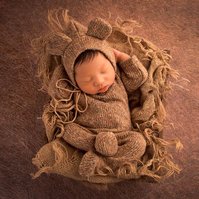 Mary☆2 Pcs/set 0-3 Months Kids Baby Cute Hat Jumpsuit Set Newborn Infants Photo Props