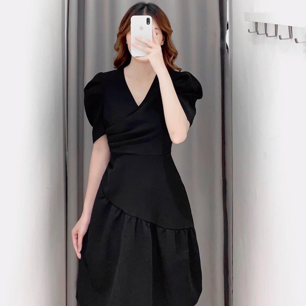 [Mã WASTMAY giảm 15% tối đa 30K đơn 150K] [HÀNG THIẾT KẾ CAO CẤP] Đầm Xòe Cổ V Xếp Li Công Sở Thanh Lịch | BigBuy360 - bigbuy360.vn