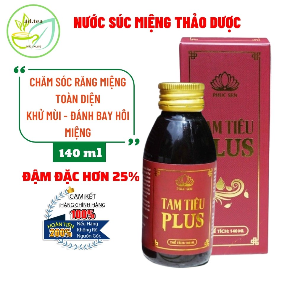 Nước Súc Miệng Tam Tiêu  Plus, Khử Mùi, Thơm Miệng, An Toàn Hiệu Quả - 100% Thảo Dược Thiên Nhiên (ad.tea)