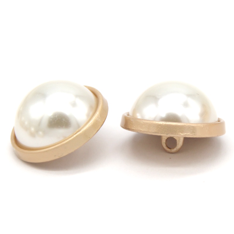 Set 6 Nút Tròn Lớn 15 / 20 / 25mm Bằng Kim Loại Đính Ngọc Trai Trang Trí Áo Khoác Blazer Thời Trang