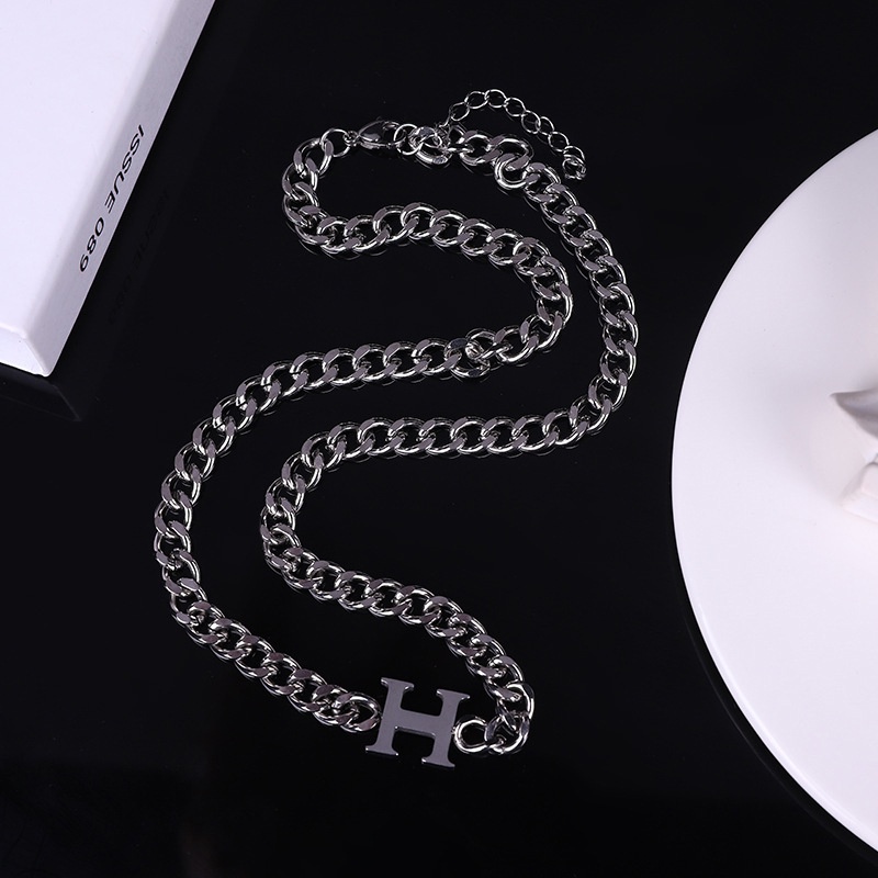 Vòng cổ Thép Titan Không Phai In Chữ H Hàng Mới Phong Cách Đường Phố Dành Cho Nam Và Nữ