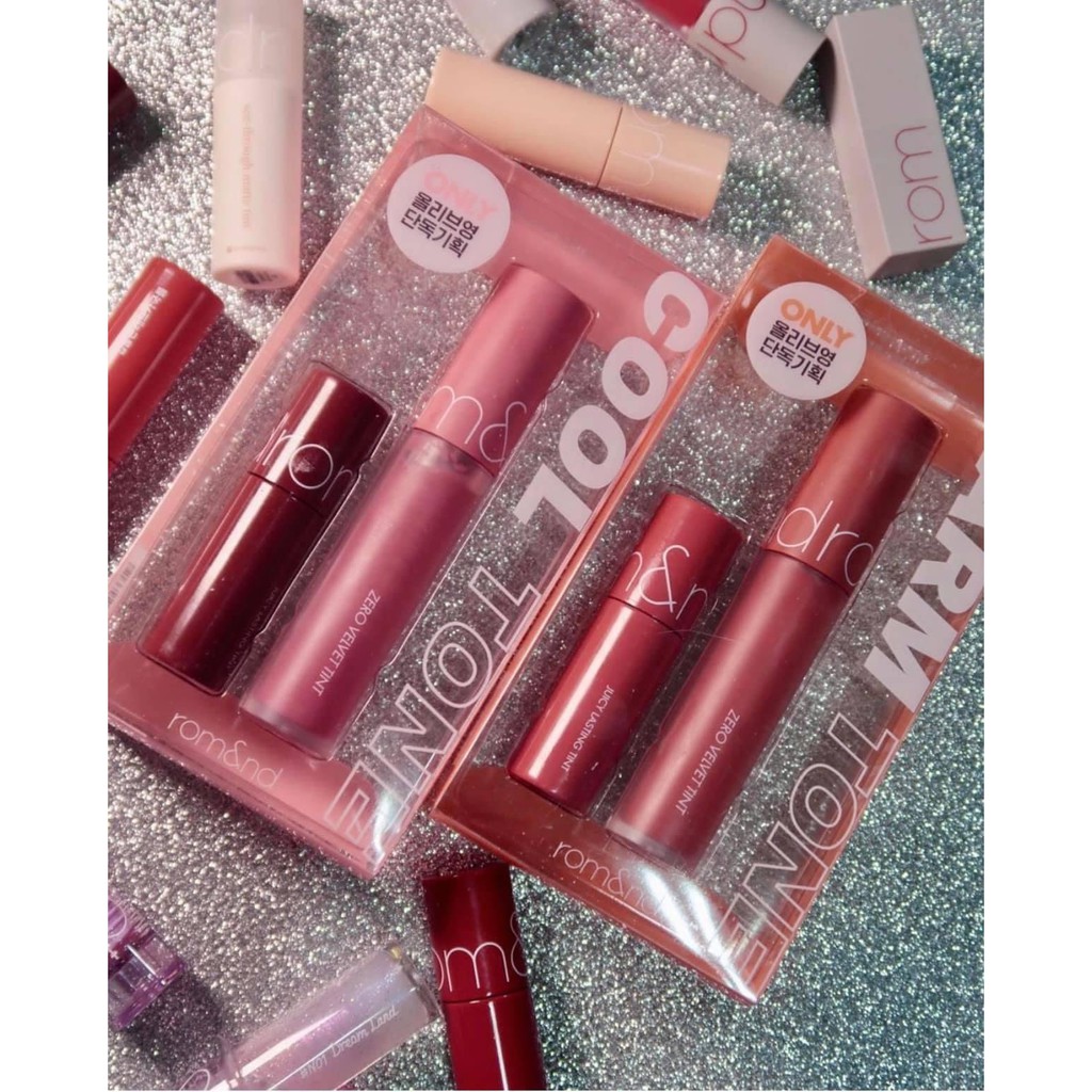 [CÓ BILL] Set son Romand Velvet zero tint + Juicy Lasting Tint mix and match xinh cực