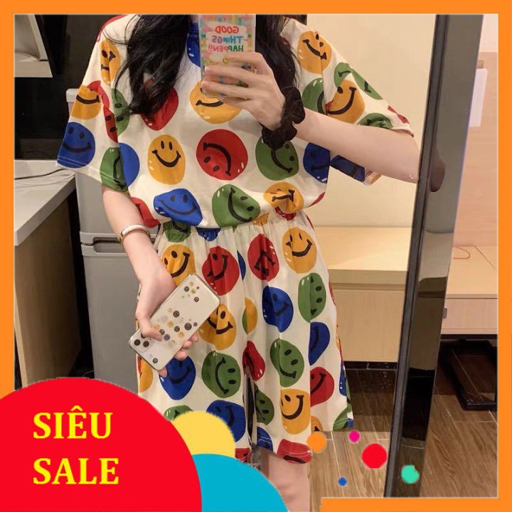 [ ẢNH THẬT SHOP CHỤP ] Bộ ngủ mặc nhà hình MẶT CƯỜI siêu cute