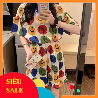 Bộ ngủ mặc nhà hình mặt cười siêu cute