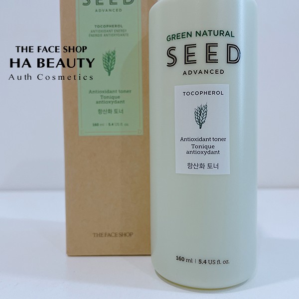 Nước hoa hồng dưỡng ẩm cân bằng trẻ hóa da The Face Shop Green Natural Seed Advanced Antioxidant Toner 160ml
