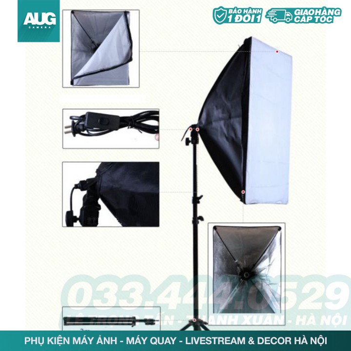 SIÊU RẺ | Đèn Chụp Ảnh Sản Phẩm, Bộ Đèn Studio, quay phim, Livestream chuyên nghiệp, chân đèn cao 2m kèm Softbox 50x70cm