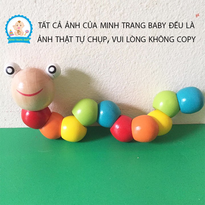 Đồ chơi con sâu gỗ cho bé rèn luyện đôi tay khéo léo, đồ chơi gỗ Montessori RAMBO TOYS _ Sâu
