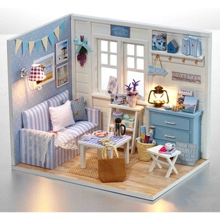 Mô Hình Nhà Búp Bê DIY - Căn Phòng Xanh H016