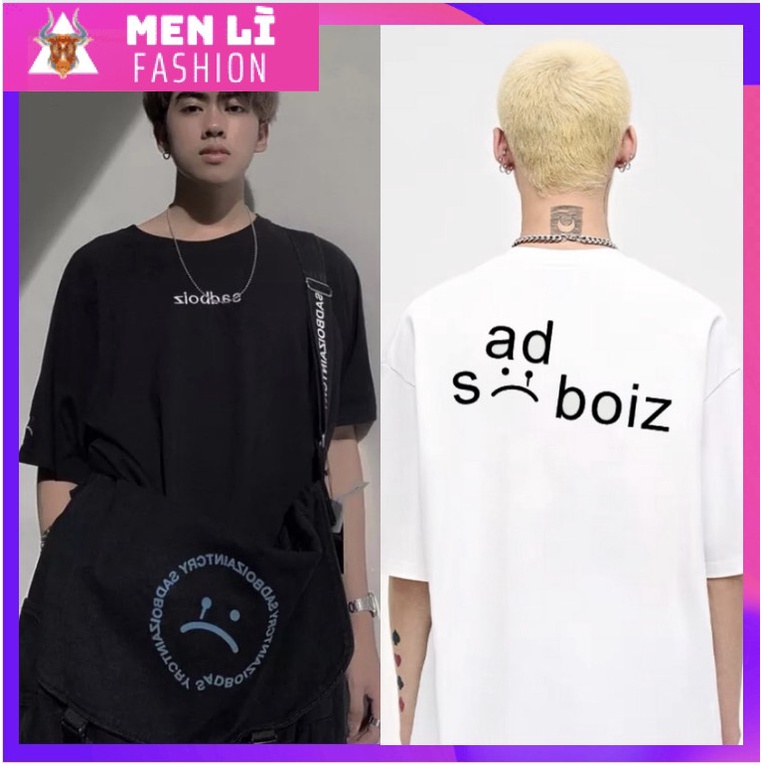 Áo Thun SADBOIZ SIGNATURE BLACK (6) Nam Nữ Unisex Form Rộng Tay Lỡ, AT115 trending xu hướng, Men Lì Fashion
