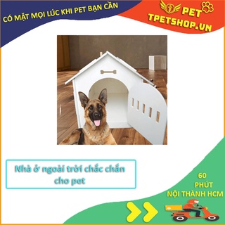 HCM– Nhà cho chó mèo ở (2 loại gỗ và nhựa) chuồng chó cao cấp mái nhọn