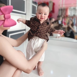 Bộ cộc tay somi cho bé trai áo sơ mi LV