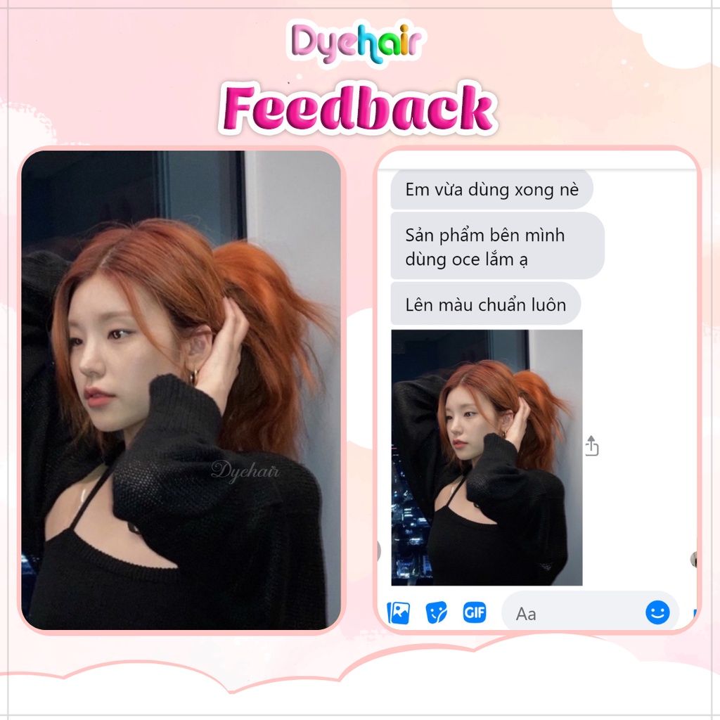 Thuốc nhuộm tóc, thuốc nhuộm tóc BABY ORANGE, DYE.HAIR, tặng kèm oxy trợ dưỡng và bao tay