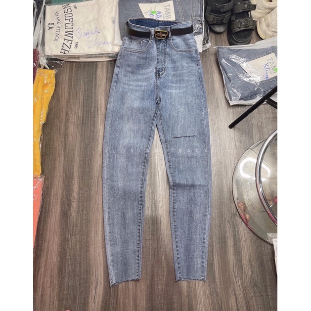 ♨️Quần Jeans Dài Lưng Cao Co Giãn Rách NM | BigBuy360 - bigbuy360.vn