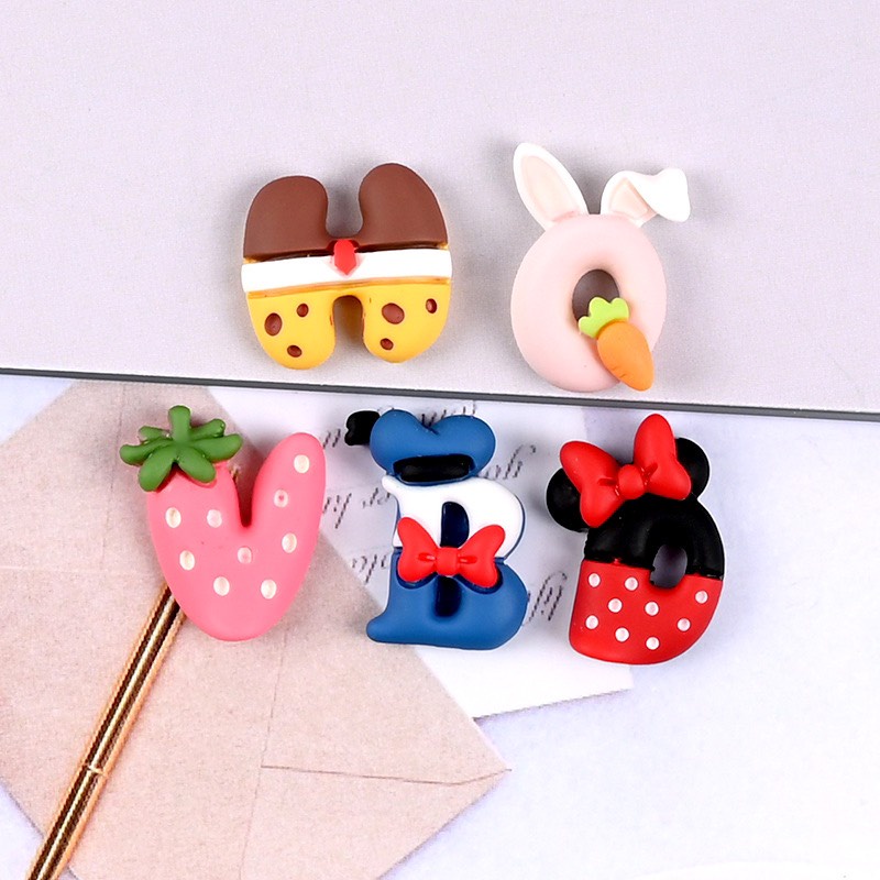 Charm (C318) slime/ Dụng Cụ Charm Trang Trí [Ko Keo &amp; Nút] Hình chữ dễ thương - 01 Cái