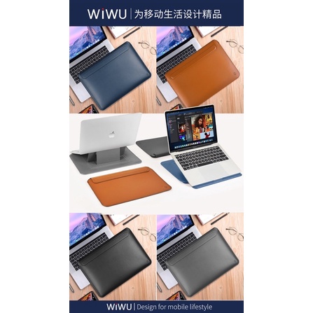 Túi chống sốc kèm giá đỡ cho Macbook 13 - 16 inch mỏng , gọn , nhẹ chính hãng Wiwu