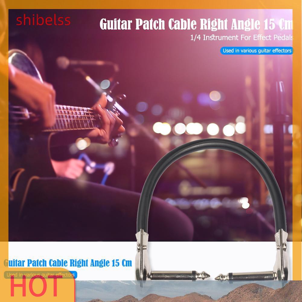 （ʚshibelss）Right Angle 15cm 6.35mm Male to Male Guitar Patch Cable for Effect Pedals