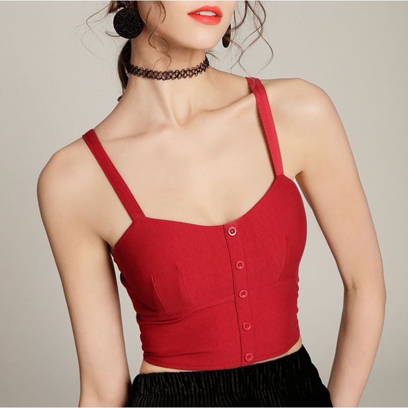 Áo Hai Dây Croptop Có Đệm Ngực Cao Cấp Mới CT190