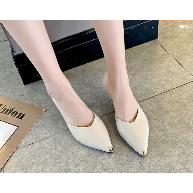 🌺Giày Cao Gót A217 Mũi Nhọn Bọc Kim Loại/ Gót Nhọn Trụ Tròn Cao 7Cm/ thời Trang Hàn Quốc / Bản Limited