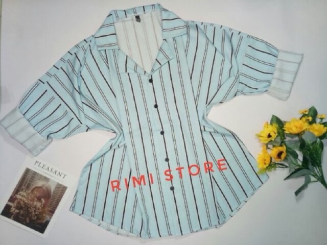 Áo Kiểu Sơ mi over size sọc cá tính MH