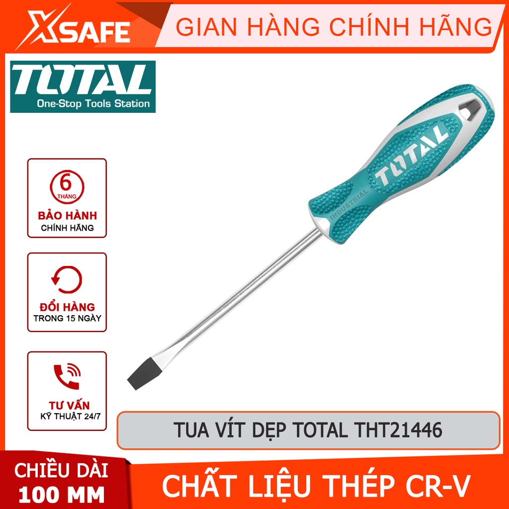 Tua vít dẹp TOTAL THT21446 Tuốc nơ vít Thép Cr-V Đường kính 4.0 mm Chiều dài 100 mm tháo mở ốc vít, siết vít chắc chắn