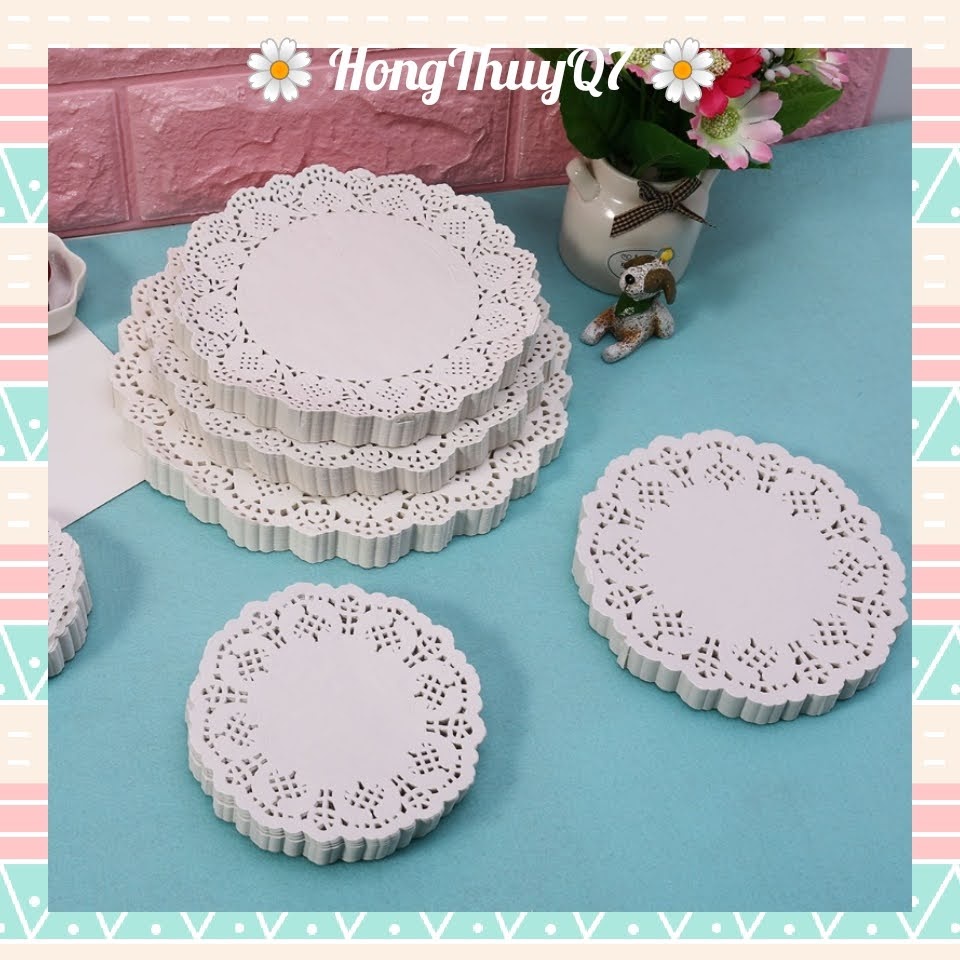 Giấy Lót Bánh Thấm Dầu Hình Ren Sang Trọng, Trang Trí Đế Bánh Trung Thu, Paparoti, Doraemon, Pizza /