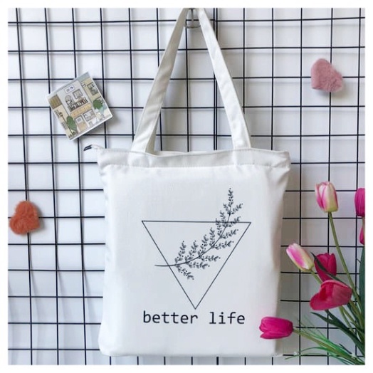 Túi tote vải canvas có khóa miệng Butter life cho bạn nữ đi học đi chơi - Solila.vn