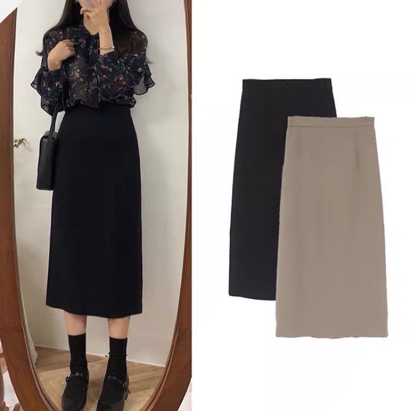 Chân váy dài nữ NHẬT LINH chân váy dài qua gối xẻ tà sau dáng công sở lịch sự sang trọng - CV518