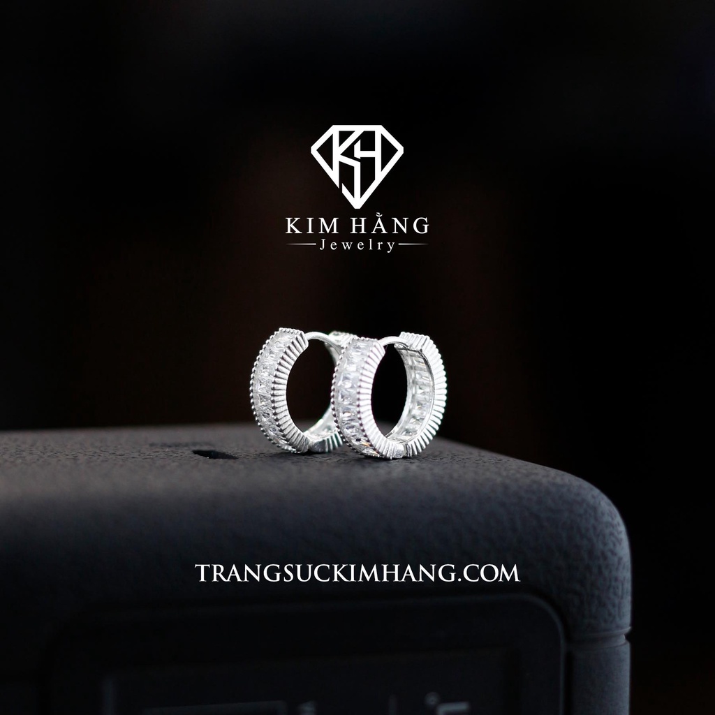 Khuyên Tai BẠC Thiết Kế Full Đá Baguette