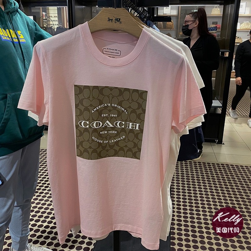 Áo Thun In Logo Coach Kiểu Cổ Điển Cá Tính Cho Nữ