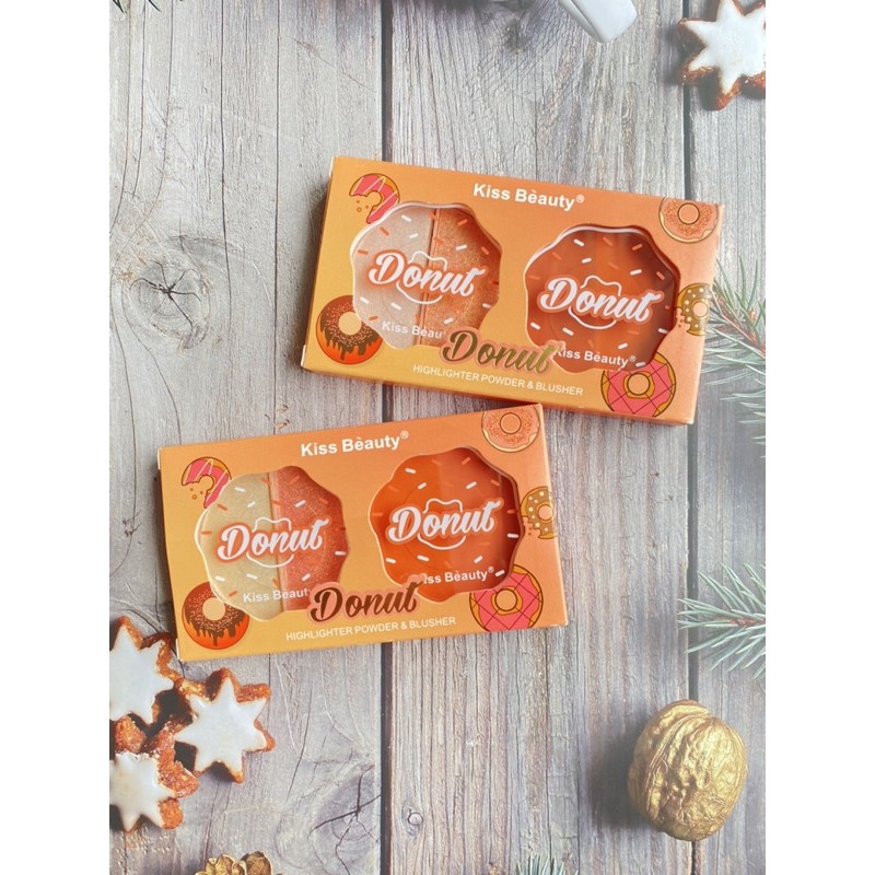 BẢNG PHẤN MÁ HỒNG VÀ HIGHLIGHT KISS BEAUTY HÌNH BÁNH DONUT | BigBuy360 - bigbuy360.vn