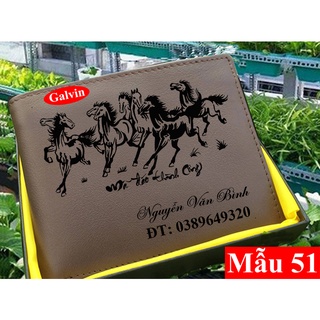 Ví da bò nam khắc tên