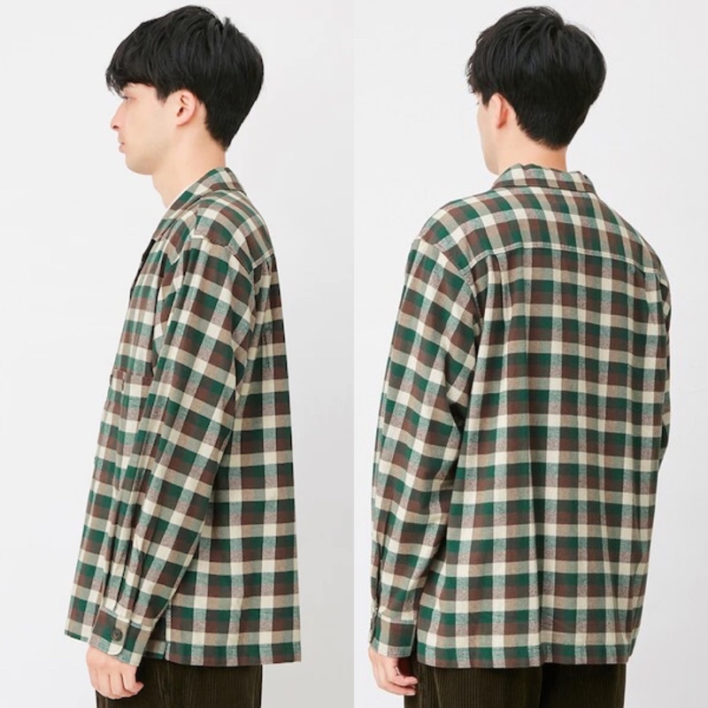 Áo sơ mi nam dài tay cổ bẻ kẻ caro dòng flannel thời trang của GU - Nhật