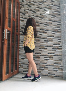 Áo Sơ mi oversize caro vàng