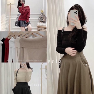 Áo len tăm trễ vai bánh bèo siêu hot