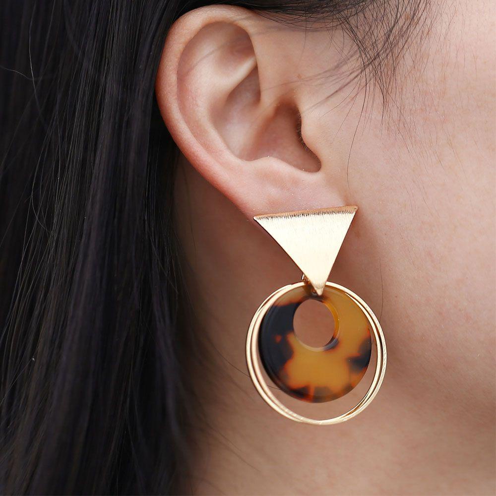 Bông Tai Dáng Dài Hình Tròn / Ngôi Sao / Trái Tim Bằng Nhựa Acrylic Thời