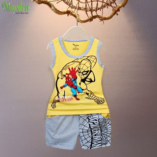 Đồ bộ siêu nhân cho bé trai vải thun cotton cho bé 8-26kg - Ninedra