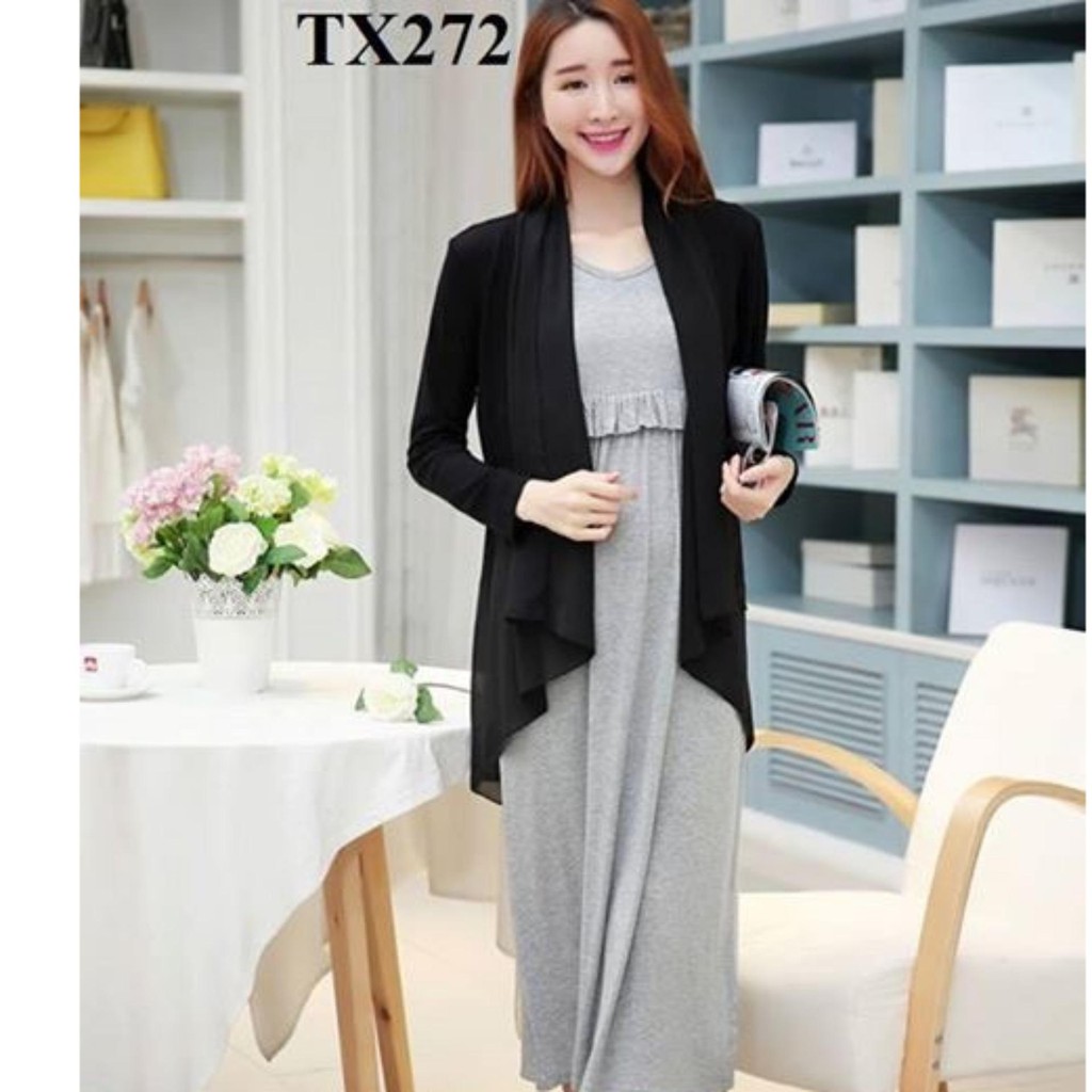 Aó cardigan voan tay dài đen | BigBuy360 - bigbuy360.vn