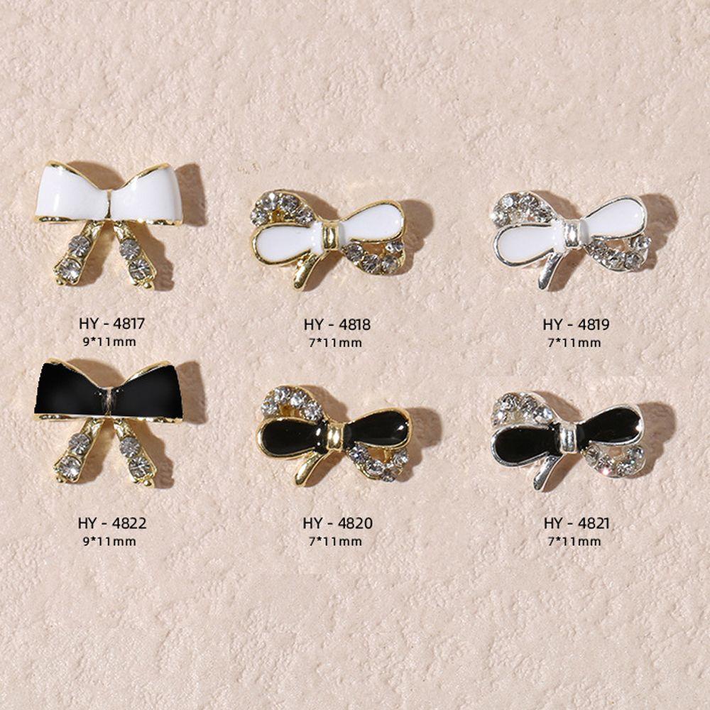 Phụ Kiện Trang Trí Móng Tay Hình Nơ Màu Trắng Đen Thời Trang