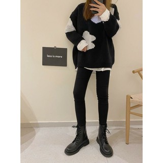 [ORDER TAOBAO] GIÀY BOOT NỮ DA BUỘC DÂY MÀU ĐEN TRẮNG