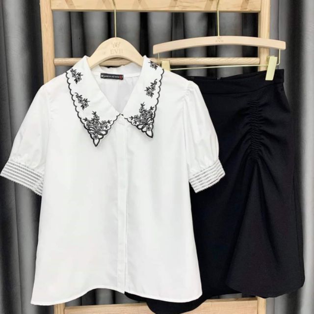 Combo áo sơ mi + yếm jean