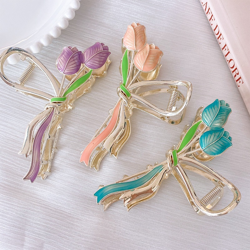 Kẹp TóC HìNh Hoa Tulip BằNg Kim LoạI ThờI Trang Cho Nữ