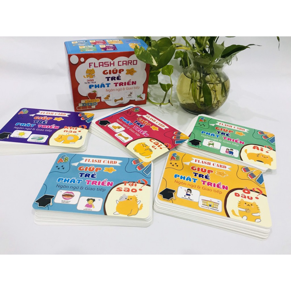 Thẻ Học Thông Minh Bộ 300 Flashcard Loại to Giúp Bé Phát Triển Ngôn Ngữ Giao Tiếp 5 Chủ Đề
