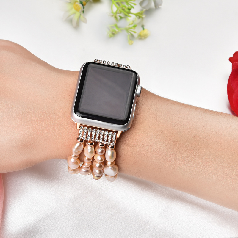 Dây Đeo Tay Đính Hạt Ngọc Trai Nhiều Màu Kích Thước 42mm 44mm 40mm 38mm Cho Iwatch Series Se / 6 / 5 / 4 / 3 / 2 / 1