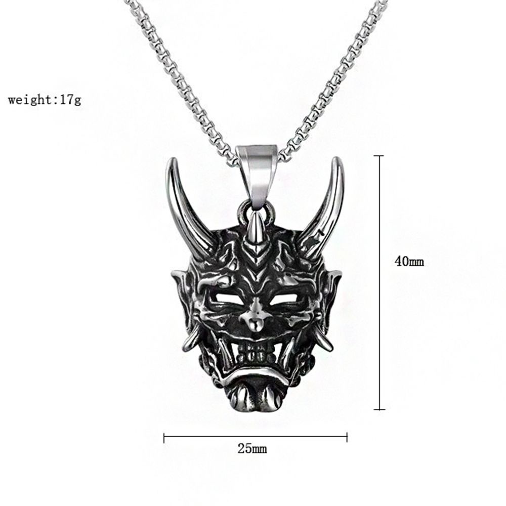 Vòng cổ sợi xích dày phối mặt hình ma quỷ phong cách hip hop Hàn Quốc đơn giản thời trang dành cho nam