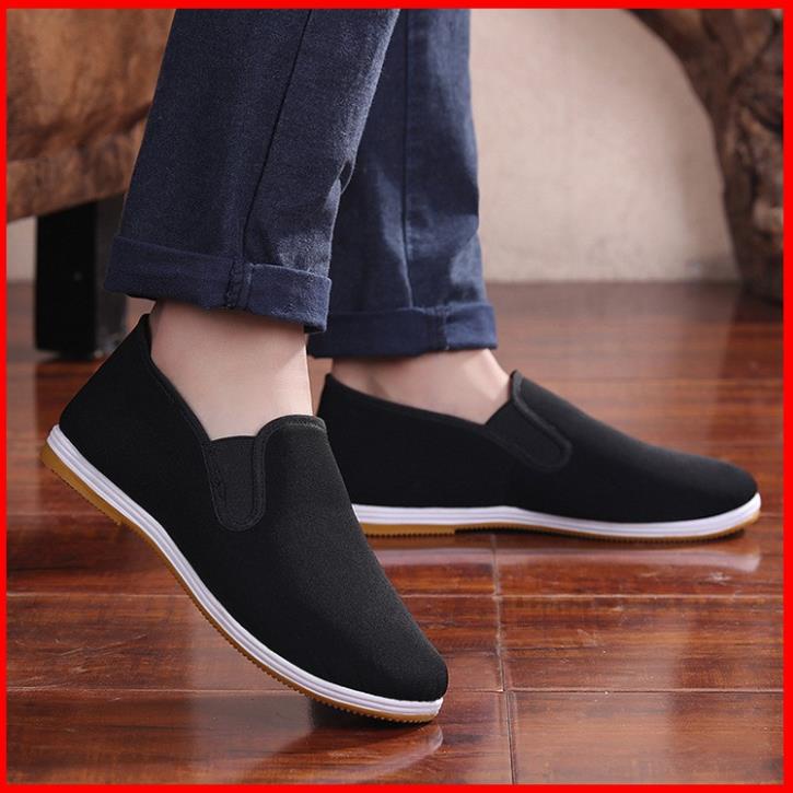 Giày lười vải nam Hàn Quốc canvas dày dặn ôm chân kiểu dang thanh lịch công sở 👞 | BigBuy360 - bigbuy360.vn